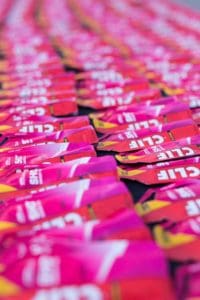 Rows of pink CLIF energy bars