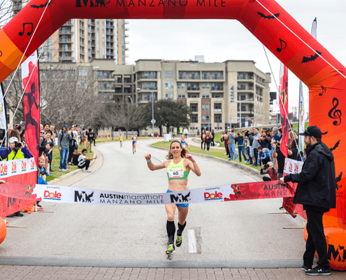 Dana Mecke is the 2018 Manzano Mile female champion.