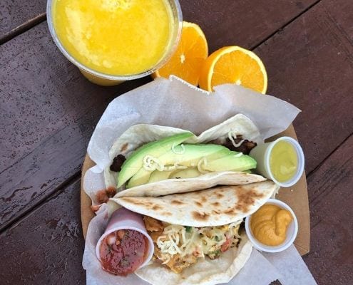 Image of breakfast tacos from Pueblo Viejo, a great south Austin breakfast location.