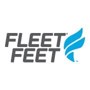 The Fleet Feet logo features the words "FLEET FEET" in bold, gray capital letters, accompanied by a stylized blue wing symbol on the right, reflecting its proud sponsors. Austin Marathon Half Marathon & 5K