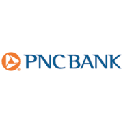 The image displays the PNC Bank logo, prominently featuring an orange circular emblem with a stylized arrowhead on the left and "PNC BANK" in blue font on the right, showcasing one of their sponsor graphics. Austin Marathon Half Marathon & 5K