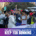 A group of runners stands at a race starting line, some smiling and chatting. One runner gives a thumbs up. The text reads: "Top motivational quotes to keep your running motivation high. Austin Marathon Half Marathon & 5K