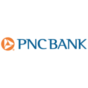 PNC Bank logo featuring an orange circle with a white geometric design on the left, followed by the words "PNC BANK" in blue, bold, uppercase letters—often seen among sponsors on a crisp, white background. Austin Marathon Half Marathon & 5K