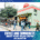 People gather outside a green café with a mural reading “I love you so much” in red. Cyclists and pedestrians pass by, creating a lively scene. Text below reads, “Coffee and Community: Best post-run cafés Austin.”. Austin Marathon Half Marathon & 5K