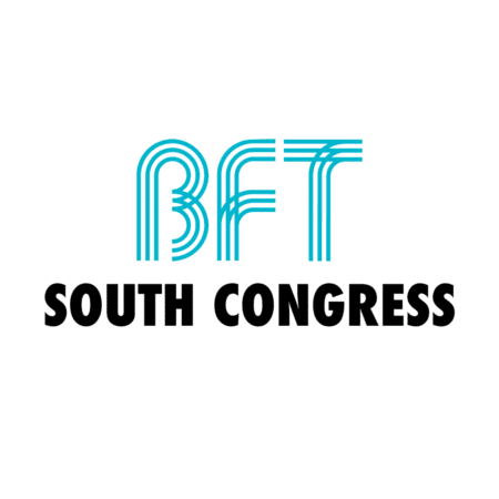 Logo with blue, stylized lines forming the letters "BFT" above bold black text that reads "SOUTH CONGRESS," all on a white background—perfect for Austin running groups or anyone interested in marathon training. Austin Marathon Half Marathon & 5K