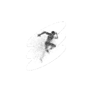 A stylized silhouette of a sprinter, composed of scattered black dots, appears to run forward with motion blur lines—capturing the spirit of free group runs—set against a light gray background. Austin Marathon Half Marathon & 5K