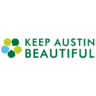 Keep Austin Beautiful logo with a stylized flower of five green and blue petals, alongside "KEEP AUSTIN BEAUTIFUL" in green capital letters—promoting their Charity running program on a clean white background. Austin Marathon Half Marathon & 5K