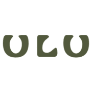 The image shows the word "OLU" in bold, rounded, dark green letters with a modern, stylized font on a white background—perfect for inviting viewers to become a sponsor. Austin Marathon Half Marathon & 5K