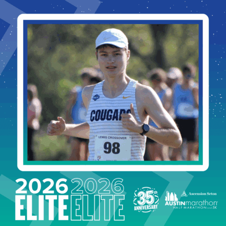 A young runner from the Elite Group, wearing a 