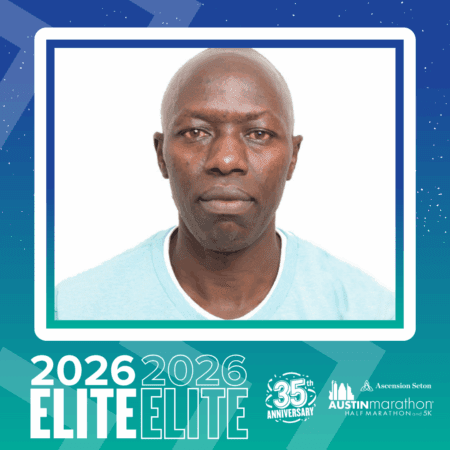 A man with a shaved head and serious expression faces the camera against a white background. The blue and teal border reads 