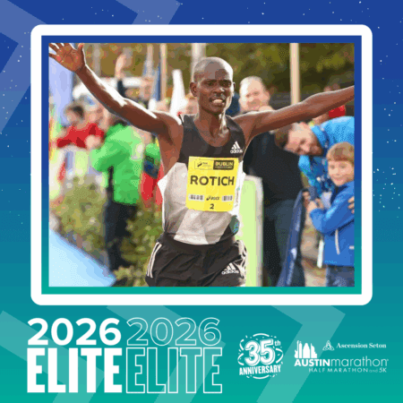 A male marathon runner wearing a bib labeled 