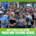 Crowd of runners at a race, two women in front smiling and making peace signs, surrounded by other participants. Text reads: "How to Build a Base Before Marathon Training Begins." Green graphic border emphasizes base building for running success. Austin Marathon Half Marathon & 5K