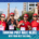 Four runners in red outfits and sunglasses proudly display their medals and smile after a race, with city buildings and the Texas State Capitol in the background. Text reads, “Turning Post-Race Blues into your Next Big Goal.”. Austin Marathon Half Marathon & 5K