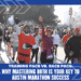 Runners smile and wave while participating in the Austin Marathon. The image features the title: "Training Pace vs. Race Pace: Why Mastering Both is Your Key to Austin Marathon Success. Austin Marathon Half Marathon & 5K